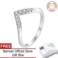 ราคา BAMOER แหวนเพชรโมอิสรูปตัว V 925เงินสเตอร์ลิงสำหรับเครื่องประดับงานหมั้นงานแต่งผู้หญิง MSR041 (20357237344)
