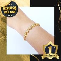 ราคา กำไลข้อมือใบเมเปิ้ลฝังเพชร พลอยเนื้อใส ตัวเรือนชุบทอง 18k (19239063286)