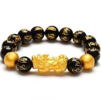 ราคา สร้อยข้อมือลูกปัด หินฮวงจุ้ย ยืดได้ ลูกปัดหิน สีทองดำ เครื่องประดับ ผู้หญิง ผู้ชาย พร้อมส่งจากไทย (18204649365)