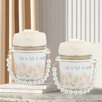 ราคา ขวดแก้วใส่น้ำดื่มพกพา มีสายคล้องมือ กระบอกใส่น้ำ 300 ml พกพาสะดวก Portable glass (21193911645)