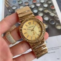 ราคา สินค้าที่ผ่านการรับรอง Gold Stainless Steel Versace Band Watch Men Quartz Movement Wrist Watches Men S Luxury Medusa Pattern Watches (16565626316)
