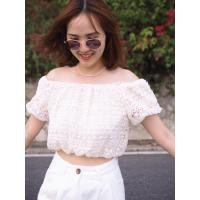 ราคา เสื้อปาดไหล่ลายฉลุลูกไม้ (19401968705)