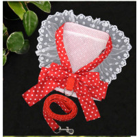 ราคา พร้อมส่ง สายจูงสุนัข น้องหมา น้องแมว ลายโบว์ปักลายกุหลาบ สายรัดอกสุนัข (11965984499)