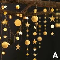 ราคา VJDA 4M โรแมนติกอุปกรณ์ตกแต่งห้องนอนอุปกรณ์ตกแต่ง Photo Props กระจก Star กระดาษวงกลม Garlands Bunting Banner Party ตกแต่ง (7947626123)