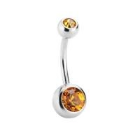 ราคา จิวสะดือสแตนเลสแท้ จิวหูสแตนเลสแท้ Navel 2 CZ STONE Korean earring navel CZ Stainless Steel ascessories (10693913986)