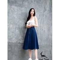 ราคา shopth777 กระโปรงยีนส์ ผู้หญิง ทรงบาน เอวสูง ยาวคลุมเข่า ป้ายกวาง Looktrend พร้อมส่งทั้ง 2 สี ไซส์ S XL ผ้าไม่ยืด ยาว 27 นิ้ว (21055428944)