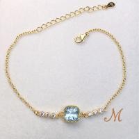 ราคา Meena Gems ข้อมือ พลอยแท้โทปาส ตัวเรือนเงินแท้925ชุบทอง เครื่องประดับพลอแท้นำโชค พลอยประจำวันเกิด (20869732772)