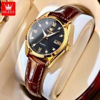 ราคา OLEVS สายหนังแฟชั่นลำลองของแท้กันน้ำนาฬิกาข้อมือผู้หญิง2023ของขวัญนาฬิกาข้อมือทอง (17823942576)