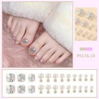 ราคา PINPAI เล็บปลอมเล็บเท้าสั้นแบบกดบนเล็บ24ชิ้นคลุมทั้งหมดปลายเล็บเท้าพร้อมอุปกรณ์ประดับตกแต่งดีไซน์แบบปลอมเล็บเท้า (18455411608)