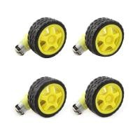 ราคา 4 Pcs สำหรับ Arduino รถหุ่นยนต์ชั้นเลิศพลาสติกยางล้อ DC 3 6V มอเตอร์เกียร์ (423245101)