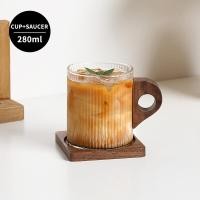 ราคา BINCOO ถ้วยกาแฟอิตาเลียนถ้วยน้ำมีด้ามจับไม้ถ้วยกาแฟแก้วสำหรับใช้ในสำนักงานและในครัวเรือนขนาด280มล 450มล (19181195796)