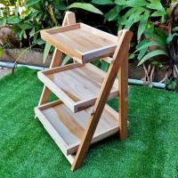 ราคา ชั้นวางไม้สักแท้ ชั้นวางของพับได้ ชั้นไม้รุ่นเล็ก สูง 40 เซน (4723610049)