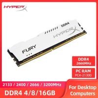 ราคา HyperX Fury Memoria RAM DDR4 8GB 16GB 4GB 3200MHz 2666MHz 2400MHz 2133MHz เดสก์ท็อปหน่วยความจำ DIMM PC4 25600 21300 19200 1 2V 288Pins White (16682389608)