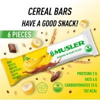 ราคา มุสเลอร์ มูสลี่ บาร์ MUSLER Muesli Bar กล้วยในดาร์กฟรอสติ้ง Banana in Dark Frosting 30 g x 6 ชิ้น ขนมขบเคี้ยวปราศจากน้ำตาล บิสกิต ฟิตเนส อาหารเช้า อาหารทดแทนพลังงาน (16016215918)