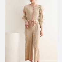 ราคา Miyake จั๊มสูทสีเข้าคู่แฟชั่นลำลองเสื้อหลวมใหญ่พิเศษจีบ 3127 (21054128631)