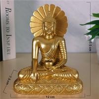 ราคา ทอง Sakyamuni พระพุทธรูปรูปปั้นรูปแกะสลักเครื่องประดับเรซิ่นหัตถกรรมฮวงจุ้ยการทำสมาธิพระพุทธรูปประติมากรรมโฮมออฟฟิศตกแต่ง (20091872382)