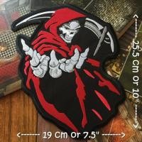 ราคา ปีศาจกริม Grim Reaper ตัวรีดติดเสื้อ อาร์มรีด อาร์มปัก ตกแต่งเสื้อผ้า หมวก กระเป๋า แจ๊คเก็ตยีนส์ Embroidered Iron on Patch ไซส์ใหญ่ (2594658622)