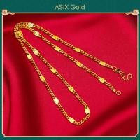 ราคา ASIX GOLD สร้อยคอทองคำ 24K สำหรับผู้หญิง สร้อยคอทองคำเรียบง่ายแฟชั่นเกาหลี หลายสไตล์ ไม่ดำ ไม่ลอก (14902963785)