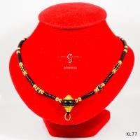 ราคา KL77 สร้อยห้อยพระ ขุนลงยาสีทอง ประดับเม็ดลายดำ ปล้องลงยาดำ คั่นกะลาดำ เม็ดทองเลเซอร์ เลือกความยาวได้ (1408372920)