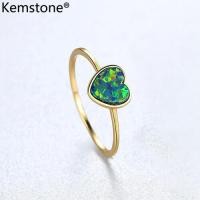 ราคา Kemstone 925เงินหัวใจโอปอลสีฟ้าสีเขียวแหวนพลอยสีขาวหญิงเครื่องประดับของขวัญผู้หญิง (7285544103)