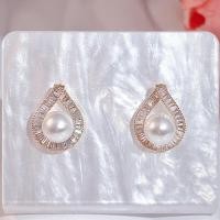ราคา เลื่อมผู้หญิงที่ละเอียดอ่อนเครื่องประดับสีเหลืองชุบทองเต็มรูปแบบตัด Baguette AAAA เพชรสังเคราะห์แฟชั่นมุกรูปทรงหยดน้ำใหญ่ตกแต่งหูครบรอบต่างหูเม็ดกลม SE879 (20316299307)