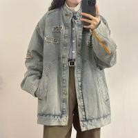 ราคา ASRV แจ็คเก็ตยีนส์ชาย เสื้อกันหนาว เสื้อแจ็คเก็ต เสื้อคลุมชาย แจ็คเก็ตแจ็คเก็ตยีนส์ขาดซีดแบบวินเทจสำหรับทั้งชายและหญิงเสื้อแจ๊คเก็ตมีกระเป๋าคอตั้งผ้ายีนส์ (20620583490)