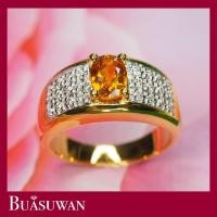 ราคา แหวน บุษราคัม และเพชร เบลเยี่ยม ตัวเรือนทองคำแท้ 18K แหวนบุษราคัม วงนี้ เน้นความเรียบ เหมาะสวมติดนิ้วได้ในทุกวัน พร้อมใบรับประกัน (20628323439)