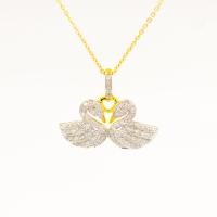 ราคา Happy Jewelry จี้หงส์คู่ ขั้วเพชร ทองแท้ 9k 37 5 เพชรเกสร PD116 (20569896357)