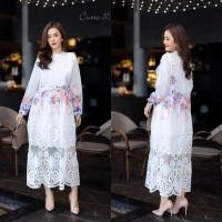 ราคา Cutie Minute อก ฟรีไซส์ 44 Maxi dress ผ้าฝ้ายเกรดพรีเมี่ยม พิมพ์ลายตามสไตล์แบรนด์เนมเนื้อผ้านุ่ม แต่งสลับกับงานลูกไม้สีขาว (20970296004)