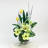 ราคา แจกันดอกไม้ประดิษฐ์ โทนสีเหลือง ดอกไม้พร้อมแจกัน แจกันดอกไม้ตกแต่งบ้าน (19625296284)