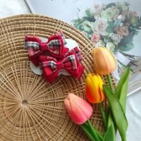 ราคา โบว์นักเรียน ลายสก๊อตสีเเดง ราคา 1คู่ (18470996064)