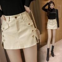 ราคา กางเกงกระโปรงหนัง PU กันโป๊สำหรับผู้หญิงกระโปรงเอวสูงผ่าแสกกระดุมแบบแถวสำหรับฤดูใบไม้ร่วงและฤดูหนาวกระโปรงสั้นหนังรัดสะโพกกางเกงกระโปรงทรงเอดูผอมเพรียว (20033214907)