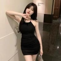 ราคา ชุดเดรสรัดรูปผูกคอเซ็กซี่สุด งานโชว์หลัง เดรสกระโปรงสั้นสีพื้น (20825802600)