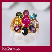 ราคา แหวนพลอย แฟนซี ตัวเรือนทองคำแท้ 18K ลักษณะคล้ายกับพุ่มดอกไม้ เหมาะสวมติดนิ้ว ได้หลากหลายโอกาส การันตีพร้อมใบรับประกันจากทางร้าน (20610797824)
