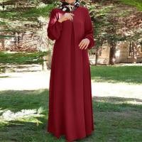 ราคา HijabFab ZANZEA ชุดเดรสอิสลาม ผู้หญิงมุสลิม Abaya Kaftans Maxi เดรสแขนยาวคอกลมธรรมดา A Line Sundress (16457351821)