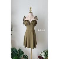 ราคา มินิเดรส ผูกโบว์ไหล่แต่งซีทรูอก (20247131145)