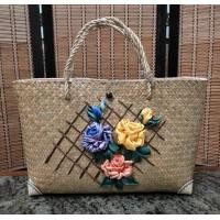 ราคา กระเป๋าสานกระจูด ปักดอกไม้ริบบิ้น 3 มิติ แฮนด์เมดทั้งใบ มีซับใน งานละเอียด (17683232660)