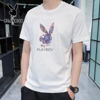 ราคา PLAYBOY เสื้อยืดคอกลมแขนสั้น Playboy แท้สีดำ Slim Fit Men S T Shirt (15224787332)