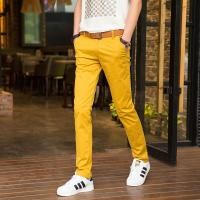 ราคา กางเกงลำลองผู้ชายสีเหลืองมะนาวรุ่นฤดูใบไม้ร่วงและฤดูหนาวกางเกงขายาวหลากสีผ้ายืดผ้าฝ้ายแท้บุขนขาเดฟเข้ารูปสไตล์เกาหลีสีเขียว (16933475787)