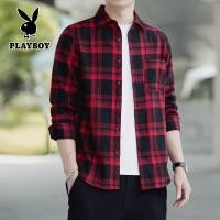 ราคา PLAYBOY เสื้อเชิ้ตแขนยาวลายสก๊อตผู้ชายแฟชั่น (19765331209)