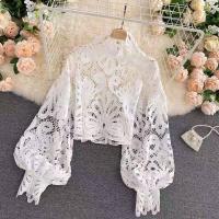 ราคา เสื้อเชิ้ตแขนกระดิ่งแฟชั่นสไตล์เกาหลีแบบใหม่สำหรับผู้หญิงเสื้อชิคนิชแบรนด์สไตล์ฝรั่งเศสเสื้อกันแดดลูกไม้แบบบางสำหรับผู้หญิงแขนยาว (20330096780)