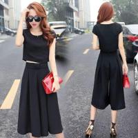 ราคา กางเกงขายาว5ส่วนเนื้อผ้าฝ้าย เสื้อแขนสั้น เซ็ทกางเกงแต่งจีบใหญ่แต่งเชือกด้านหน้าน่ารักๆ (15225415262)