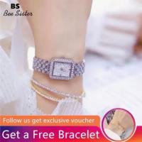 ราคา รับสร้อยข้อมือฟรี BS ผึ้งน้องสาวแบรนด์แฟชั่นนาฬิกาของผู้หญิงสบายๆสแตนเลสล้อแม็กวงกันน้ำควอตซ์นาฬิกาสุภาพสตรีนาฬิกาเต็มเพชร rhinestone หรูหราสร้อยข้อมือนาฬิกาข้อมือ 1597 สร้อยข้อมือฟรี ซื้อ 1 แถม 1 ฟร 
