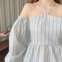 ราคา เสื้อเปิดไหล่เเขนยาว งานสม็อกไขว้หน้า เสื้อไหมพรมแขนยาว เสื้อเปิดไหล่ แขนยาวแฟชั่นผู้หญิง (17031760959)