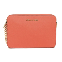 ราคา กระเป๋าสะพาย Michael Kors แท้ หนังแท้ หนังฟอกแบบกันรอยขีดข่วน สะพายเฉียงได้สวย ปรับความยาวสายได้ Michael Kors 35T8GTTC9L Jet Set Large Saffiano Leather Crossbody PINK GRAPEFRUIT (6056302421)
