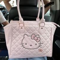 ราคา คิตตี้สีชมพูกระเป๋าทรงสี่เหลี่ยมมีหูหิ้วสะพายไหล่กระเป๋าสะพายหนัง PU (21016463887)