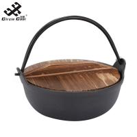 ราคา Circle Cool Cast Iron Dutch Oven Flat Bottom Design Non coated Non stick Pan Cast Iron Dutch Oven With Wooden Cover For Outdoor Camping (21015952117)