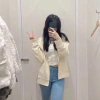 ราคา UNIQLO รูปแบบใหม่ U บ้าน2022ใหม่ G Irls เสื้อกันหนาวกีฬาและการพักผ่อนซิปคลุมด้วยผ้าคาร์ดิแกนแขนยาวแจ็คเก็ตสีทึบ444543ของแท้เดิม (16679212924)