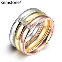 ราคา Kemstone แผ้ว Cubic Z irconia 3 ชั้นแหวนชุดสำหรับผู้หญิง Rose g Old แฟชั่นคริสตัลวงแต่งงานแหวน 3 in 1 (138903518)