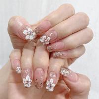 ราคา With 24 Jelly Glue 24Pcs Fake Nails French Long Fake Nails (20861332660)